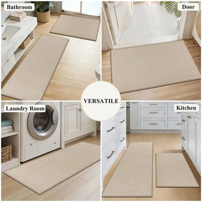 AR008230_beige_checkered_versatile_runner_rug_set_for_bathroom_laundry_entryway_US_house_HEBE RUGS