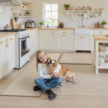 AR008230_beige_plaid_pet_friendly_kid_safe_kitchen_runner_rug_set_for_American_family_HEBE RUGS