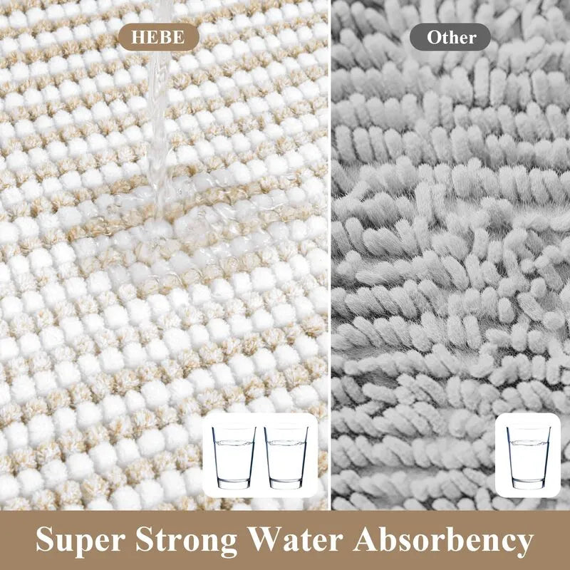 AR008298beige3piecebathmatsetsuperstrongwaterabsorbencyquickdryrunnercarpetHEBE RUGS