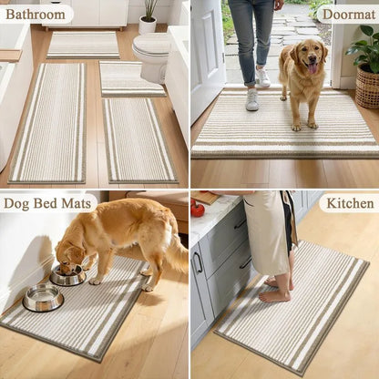 AR008298beige3piecerugsetforbathroomkitchenentrywaydoormatpetmathomedecorcarpetHEBE RUGS