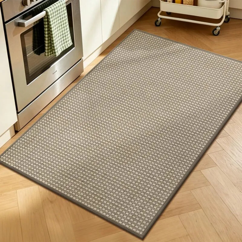 Checkered Chenille Washable Non-Slip Kitchen Accent Floor Mat