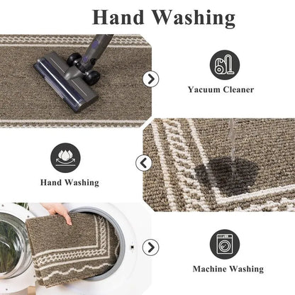AR008371brownmachinewashabledoormat2x3easycleanentrywayrugvacuumfriendlydoorcarpetHEBE RUGS