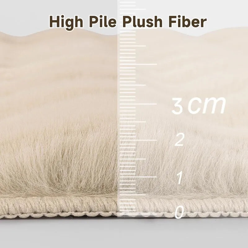 AR008487beige3cmhighpileplushthickfluffy4x6shagarearugcloseupheberug
