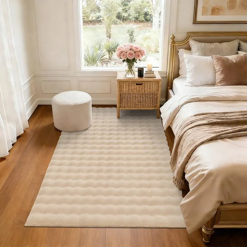 AR008487beige4x6bedroomarearugbedsideplushcarpetmodernaestheticdecorUShomeheberug