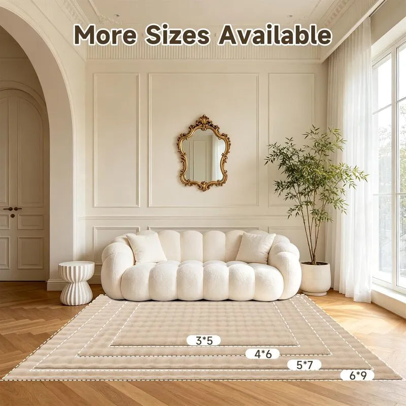 AR008487beige4x6feetwashablefluffyarearugsizeguideforbedroomlivingroomUShouseheberug
