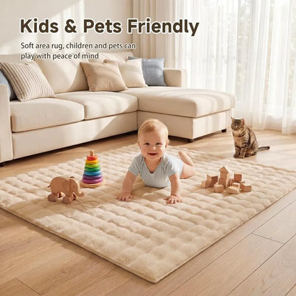 AR008487beigekidandpetfriendlysoftfluffy4x6arearugfornurseryplayroomUShouseheberug