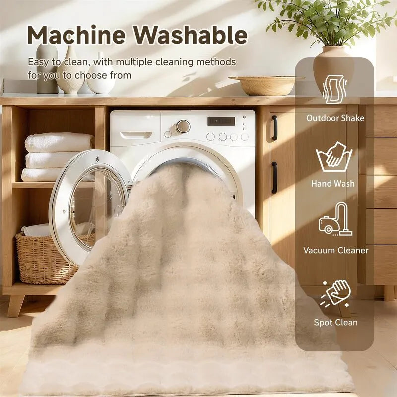 AR008487beigemachinewashable4x6fluffyarearugeasycleanvacuumfriendlyUShomeheberug