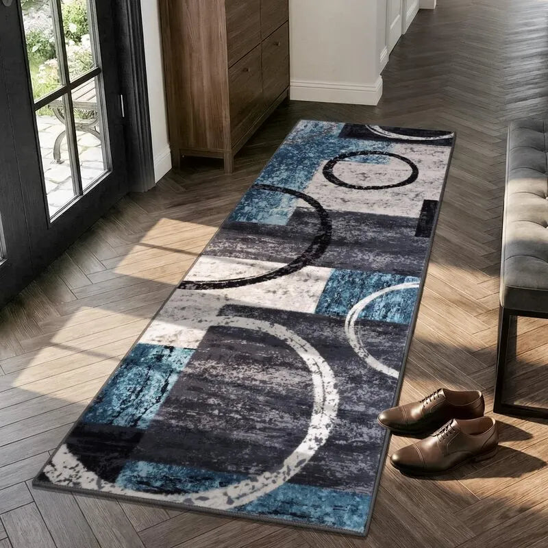 Modern Geometric Machine Washable Non Slip Area Rug