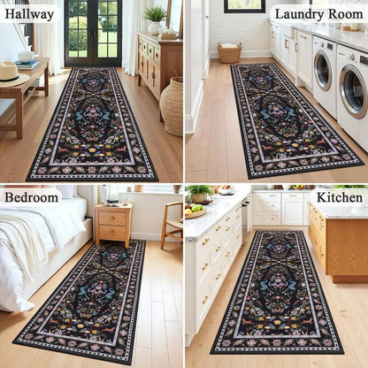 AR008916black2x8runnerrugforhallwaykitchenlaundryroombedroomUShomedecorHEBE RUGS