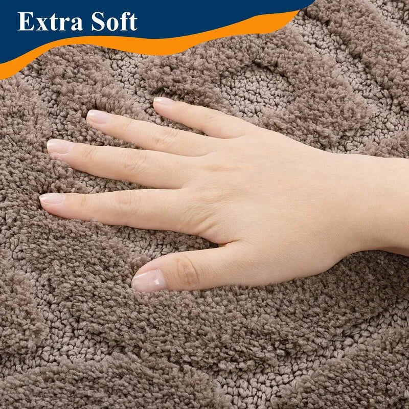 AR008960brown3piecebathroomrugsetextrasoftplushgeometricpatternfloorcarpetHEBE RUGS