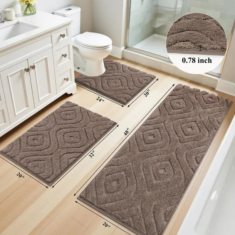 AR008960brown3piecebathroomrugsetsizeguide20x48runnerushape0.78inchthickmatHEBE RUGS