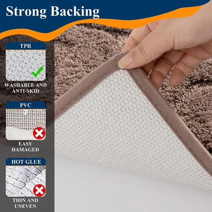 AR008960brown3piecebathroomrugsetstrongtprbackingnonslipwashablerunnermatHEBE RUGS