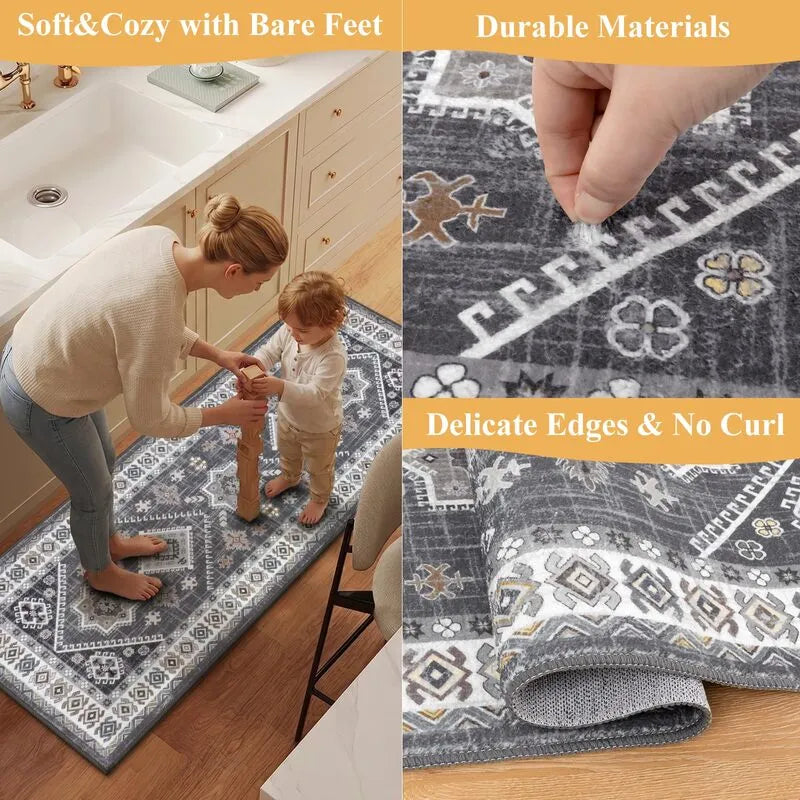 AR009019greysoftcozydurablematerialnoncurledgekitchenrunnerrugforAmericanhouseHEBE RUGS