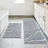 2 Piece Non Slip Plush Microfiber Bathroom Rug Runner Set