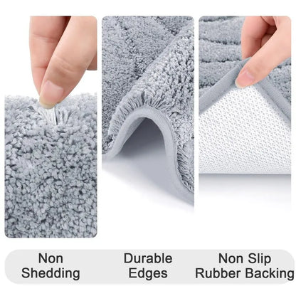 AR009112grey2piecebathrunnerrugsetnonsheddingdurableedgenonsliprubberbackingHEBE RUGS