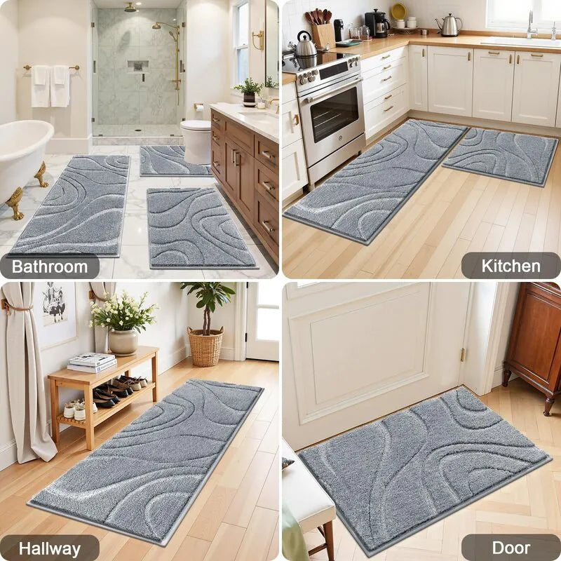 AR009112grey2piecerunnerrugsetforbathroomkitchenhallwayentrywayfloorcarpetHEBE RUGS