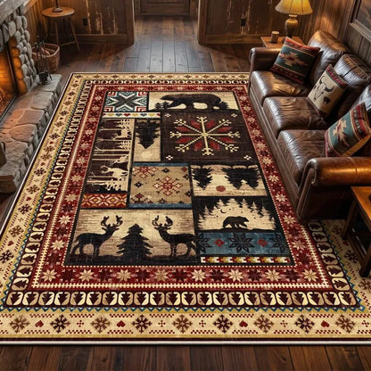 AR009120colorful8x10arearugrusticlodgecabinbeardeerprintedcarpetlivingroomdecorUShomeheberug