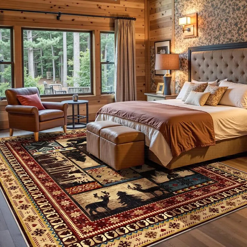 AR009120colorful8x10bedroomarearugrusticcabinlodgecarpetunderbedaestheticdecorUShomeheberug