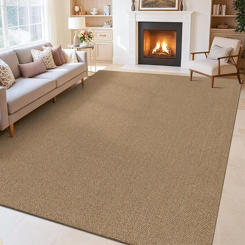 AR009139brown6x9arearugsolidneutralwovencottoncarpetforlivingroomdecorUShomeheberug