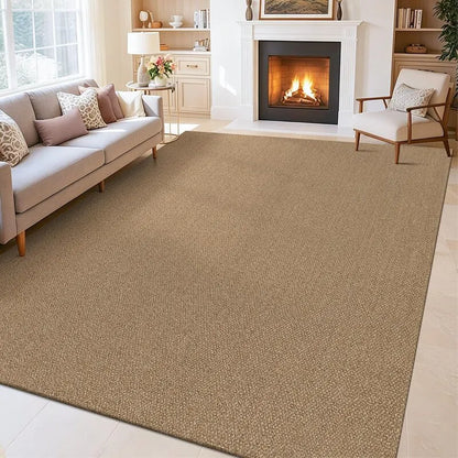 AR009139brown6x9arearugsolidneutralwovencottoncarpetforlivingroomdecorUShomeheberug