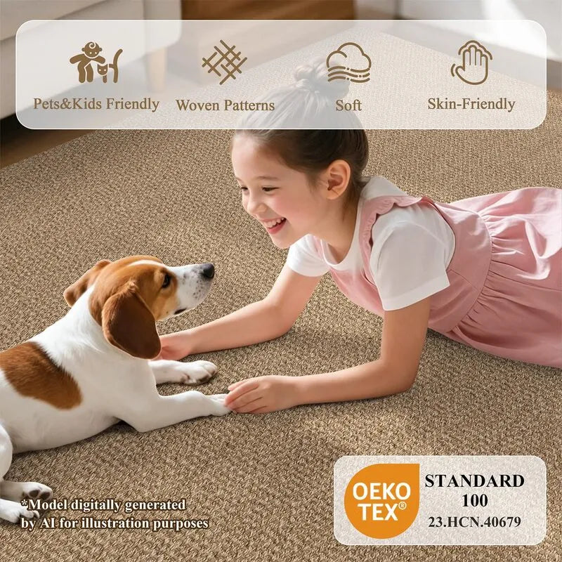 AR009139brownkidandpetfriendlysoft6x9wovenarearugnontoxicOEKOTEXcarpetUShomeheberug