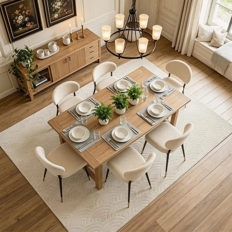 AR009177beige6x9diningroomarearugunderdiningtablemodernhomedecorforUShouseheberug