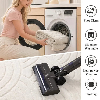 AR009177beigemachinewashablestainresistant6x9arearuglowpowervacuumsafeheberug