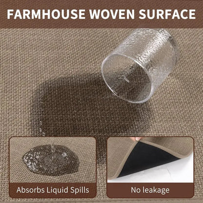 AR009215brownfarmhousewovensurfaceabsorbentwaterresistantkitchenrugmatHEBE RUGS
