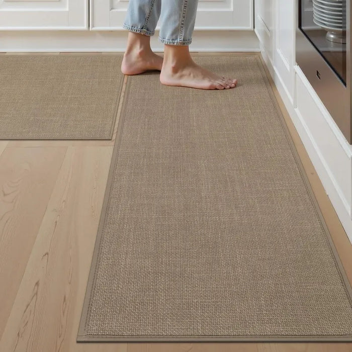 Farmhouse Woven Cushioned Non-Slip Washable Kitchen Runner Rug Set
