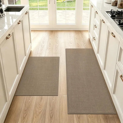 AR009216brown2piecerunnersetnonslipkitchenfloormatsforAmericanhomeHEBE RUGS