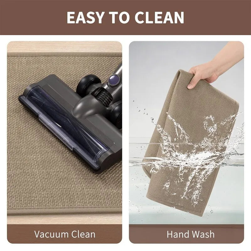 Farmhouse Woven Cushioned Non-Slip Washable Kitchen Runner Rug Set