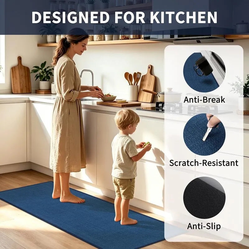 AR009222bluedurablescratchresistantantibreakkitchenrunnerrugforAmericanfamilyHEBE RUGS