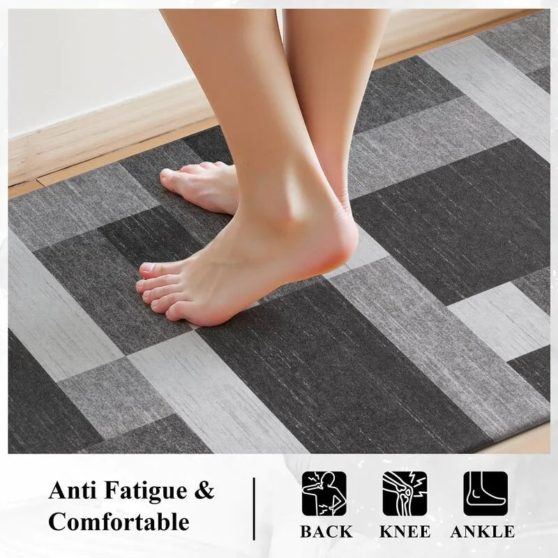 AR009255greycushionedantifatiguekitchenrunnerrugsoftfoamstandingmatforbackkneeanklecomfortHEBE RUGS