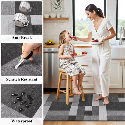 AR009255greygeometricwaterproofkitchenmatdurablescratchresistantcushionedstandingrugHEBE RUGS