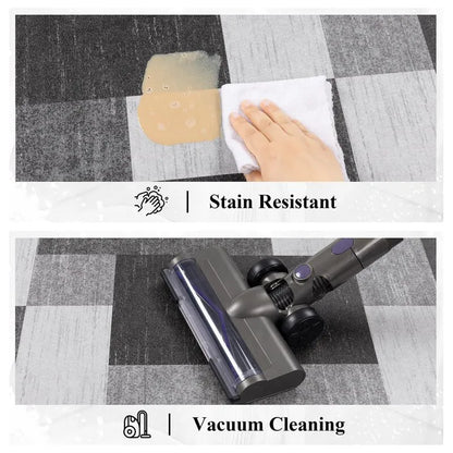 AR009255greymodernkitchenrunnermat2x6ftstainresistantwipeablewashablevacuumfriendlyHEBE RUGS
