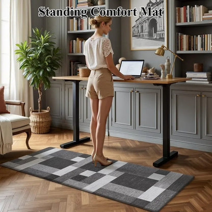 AR009255greymodernrunnerrugstandingdeskantifatiguematergonomicofficehomeworkspacepadHEBE RUGS