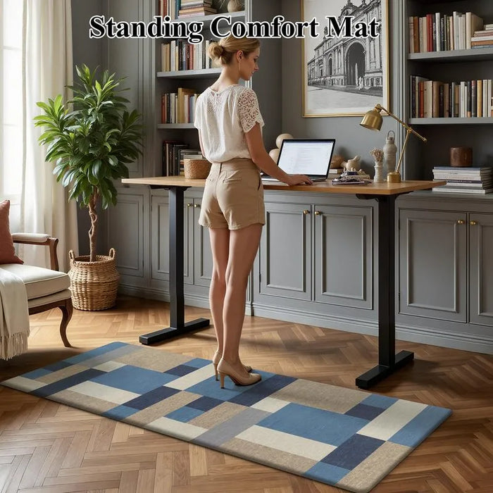 Modern Geometric Cushioned Anti-Fatigue Kitchen Runner Mat