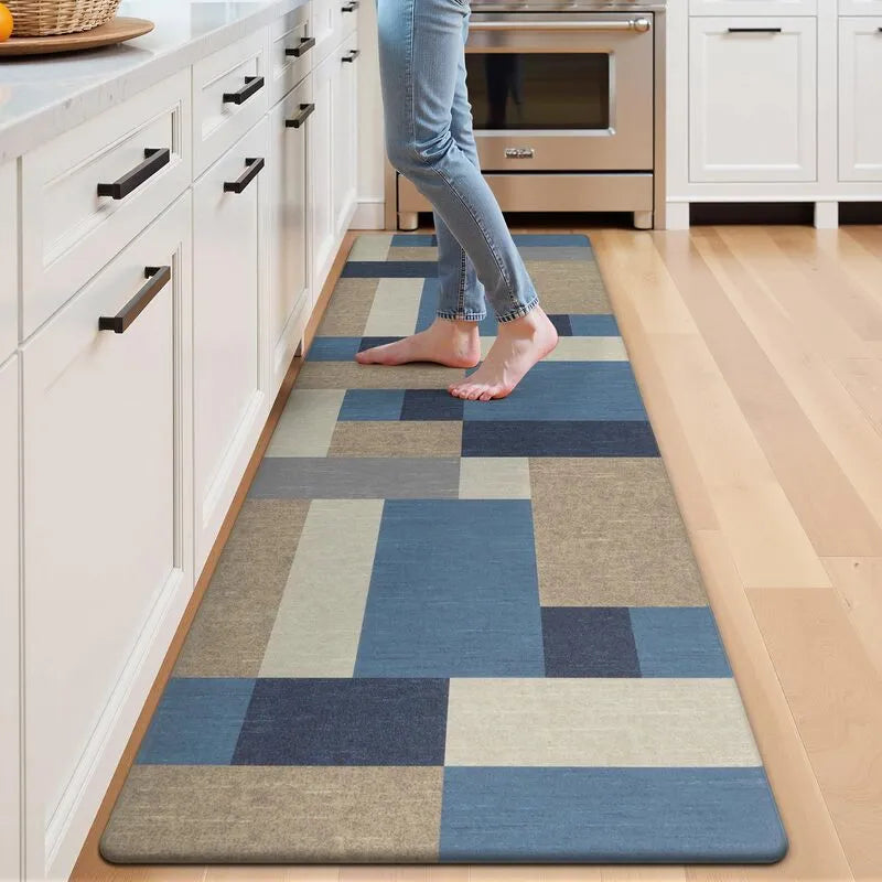 Modern Geometric Cushioned Anti-Fatigue Kitchen Runner Mat