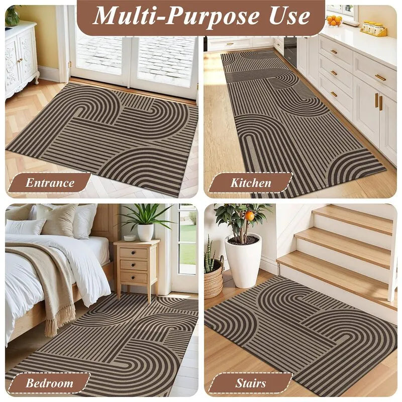 AR009348brown2x3smallarearugforindoorentrywaykitchenbedroomstairsmidcenturydecormatHEBE RUGS