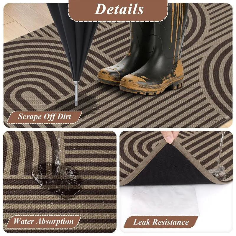 AR009348browndirttrapperdoormat2x3mudscraperwaterabsorbentfloormatforfrontdoorentryHEBE RUGS
