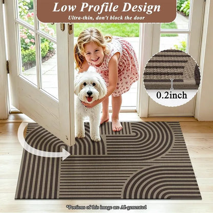 AR009348brownlowprofiledoormat2x3thin0.2inchindoorfrontdoorrugnonblockingentrymatHEBE RUGS