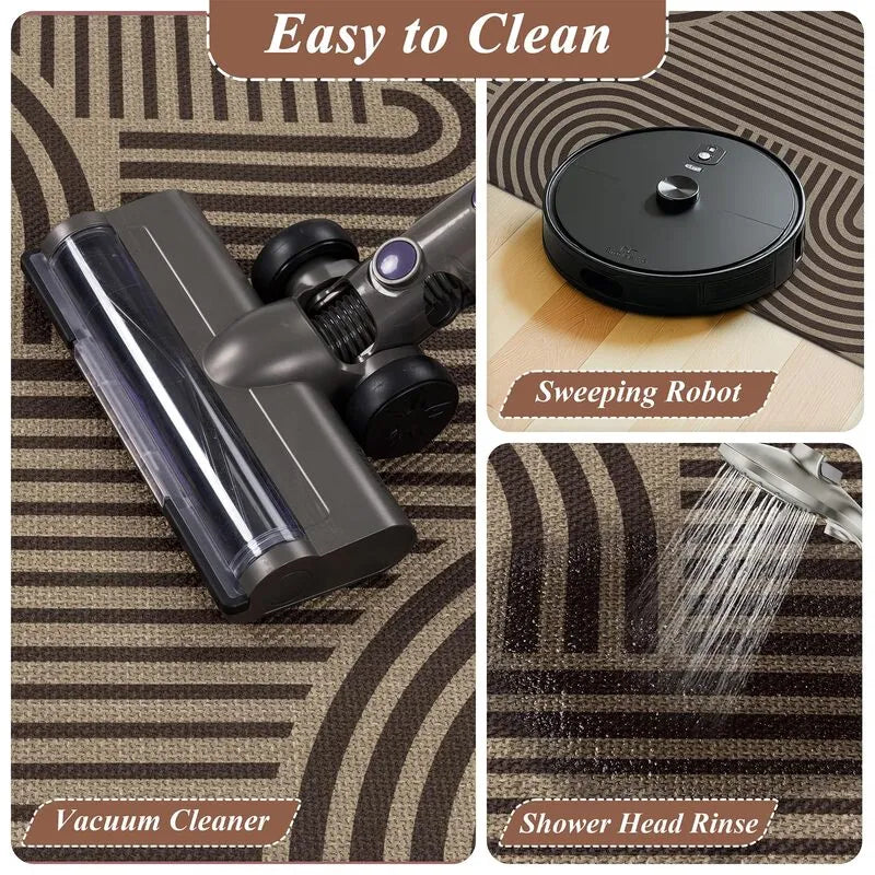 AR009348brownwashabledoormat2x3easycleanentrywayrugvacuumrobotfriendlydoorcarpetmatHEBE RUGS