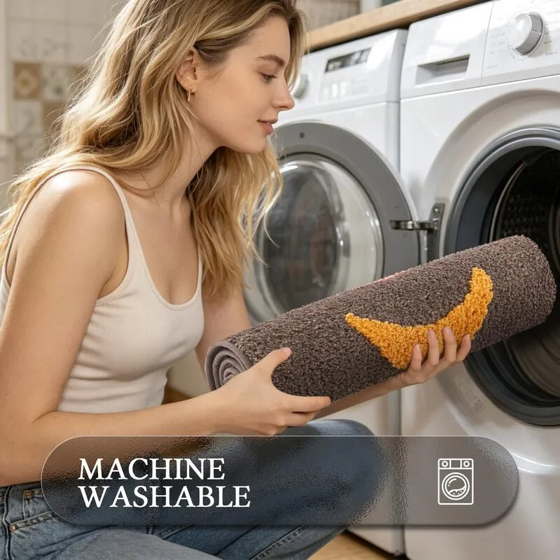 AR009646_brown_boho_bathroom_rug_set_machine_washable_easy_clean_plush_runner_floor_mat_set_HEBE RUGS