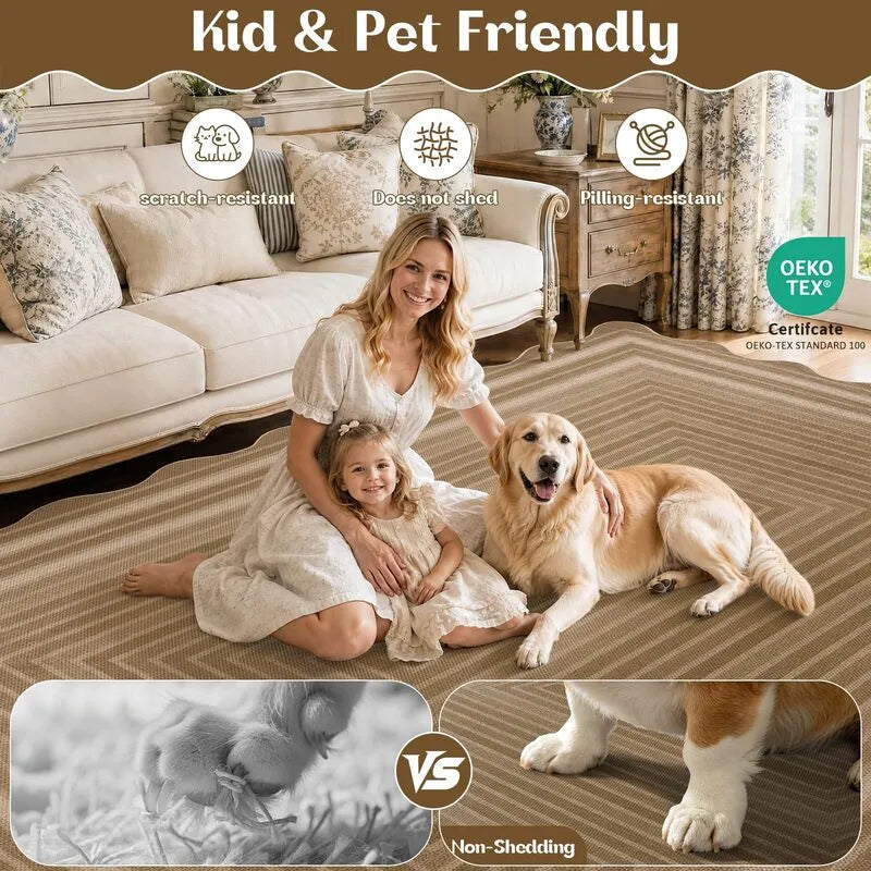 AR009688beigekidandpetfriendly5x8arearugnonsheddingscallopedcarpetUShomeheberug