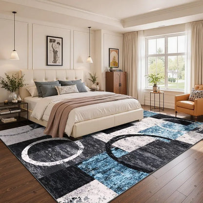 AR009701blue9x12bedroomrugwashablenonslipextralargefloorcarpetunderbedhomedecorheberug