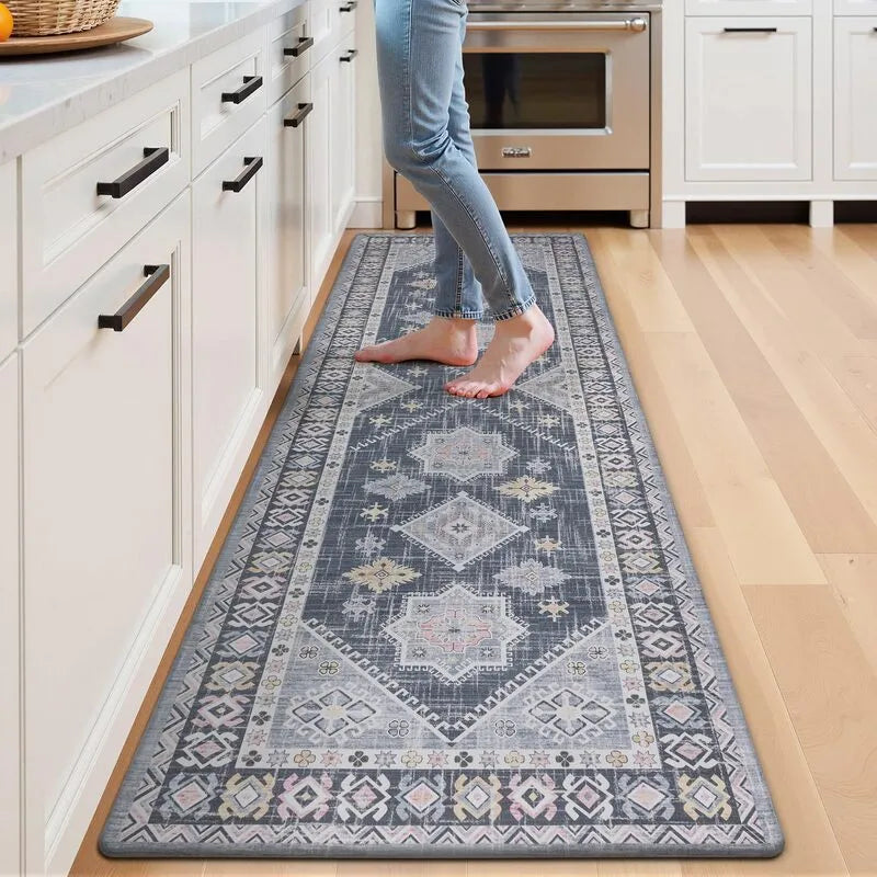 Vintage Boho Cushioned Anti-Fatigue Kitchen Runner Mat