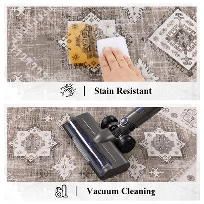 AR009894brownstainresistanteasyvacuumcleankitchenrunnerfloormatforbusyUShouseholdsHEBE RUGS
