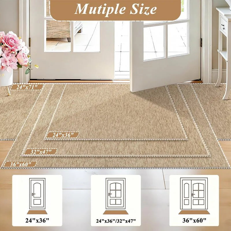 Natural Woven Solid Color Non Slip Washable Entryway Doormat