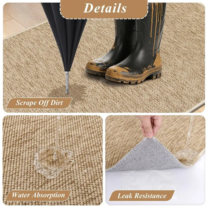 AR009937beigedirttrapperdoormat2x3mudscraperwaterabsorbentfloormatforfrontdoorentryHEBE RUGS