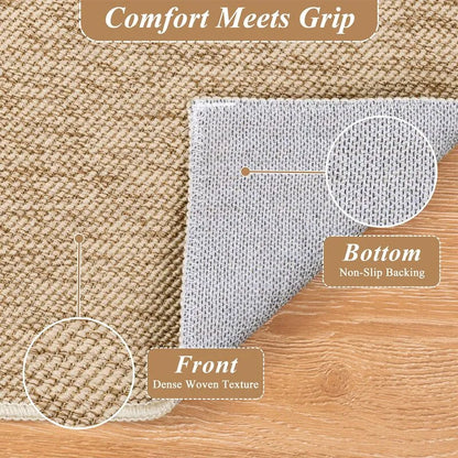 AR009937beigenonslipdoormat2x3heavydutybackingindoorentrywayrugnaturalwovenmatHEBE RUGS